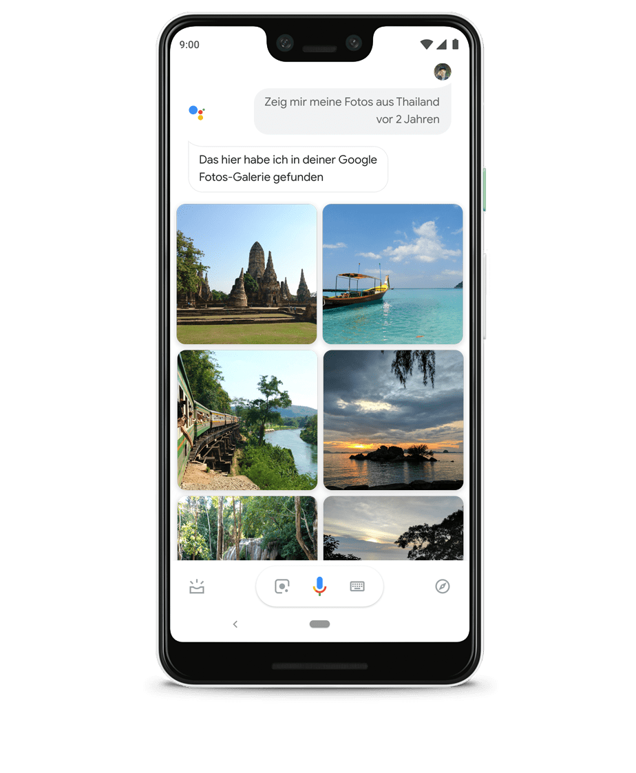 Um zu beginnen, halte einfach die Startbildschirmtaste deines Android-Smartphones<sup>****</sup> gedrückt oder lade die Google Assistant App aus dem App Store herunter.