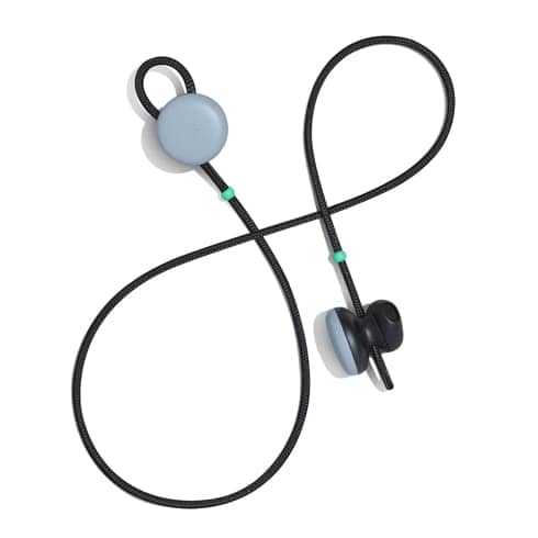 Ein Produktfoto von schwarzgrauen Google Earbuds